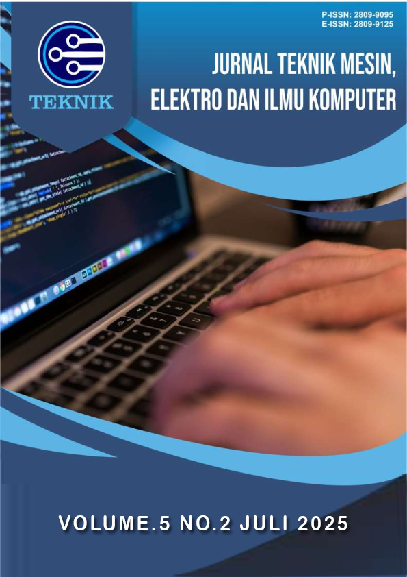 					View Vol. 5 No. 2 (2025): Juli : Jurnal Teknik Mesin, Elektro dan Ilmu Komputer
				